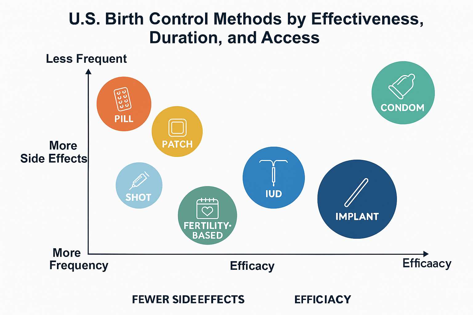 U.S. Birth Control Methods by Effectiveness, Duration, and Access